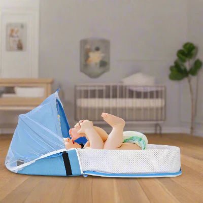 Berceau de Voyage BabyNest Bleu | Nomade et Douillet | Maman Magnifique