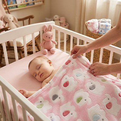 couverture bébé | Peluche Éléphants Pastel | Maman Magnifique
