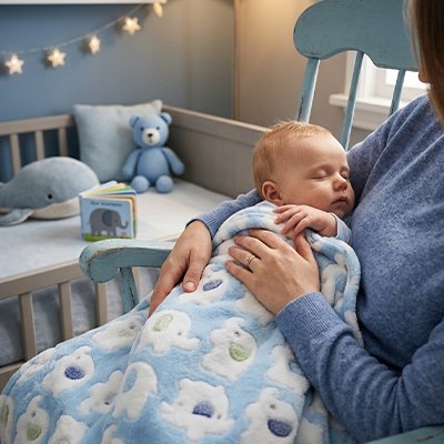 couverture bébé | Peluche Éléphants Pastel | Maman Magnifique