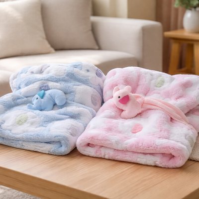 couverture bébé | Peluche Éléphants Pastel | Maman Magnifique